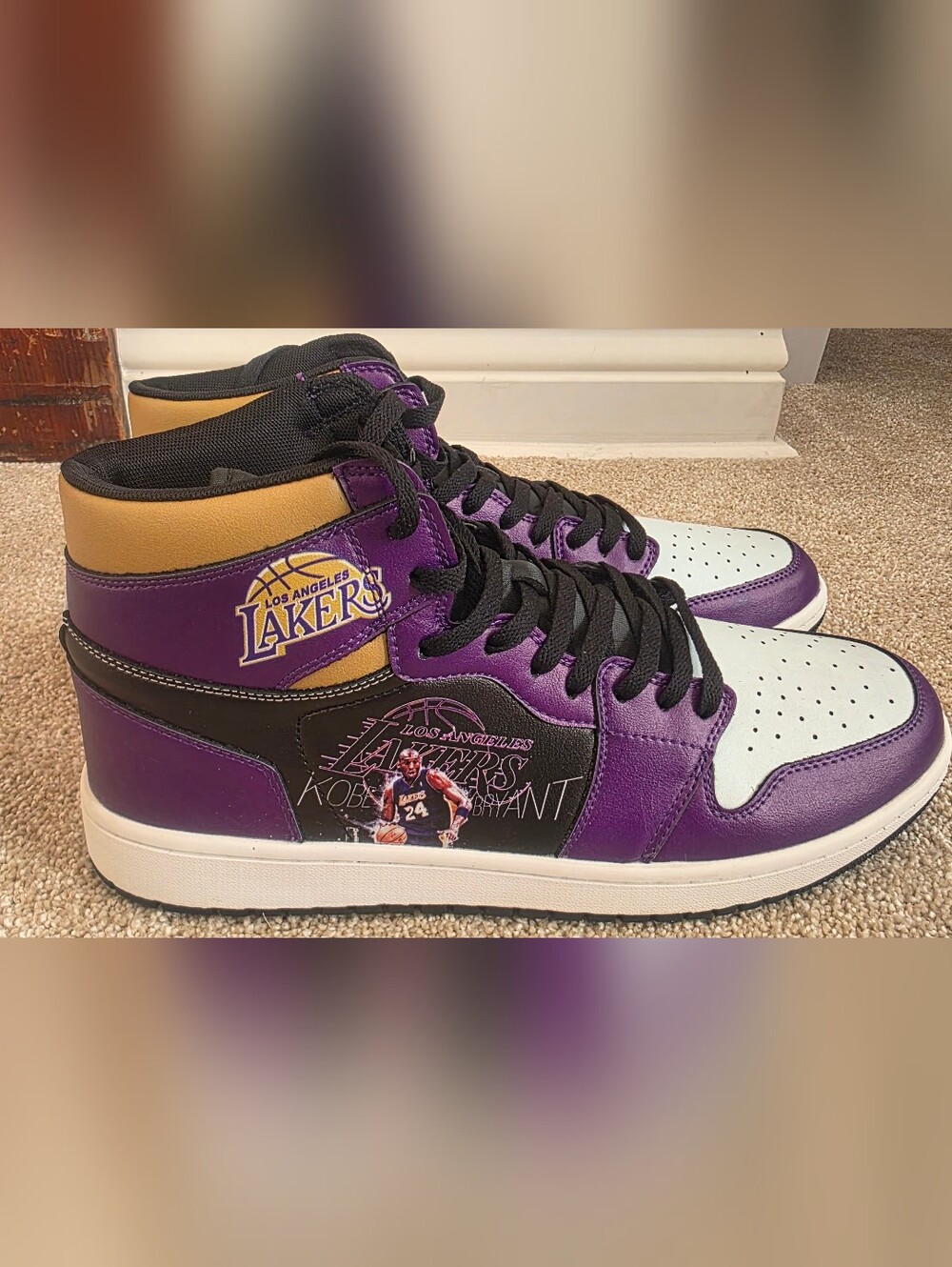 Men's L.A. Lakers Purple-Gold-Black Air Jordan 1 Basketball Shoes Size 13 NWOT